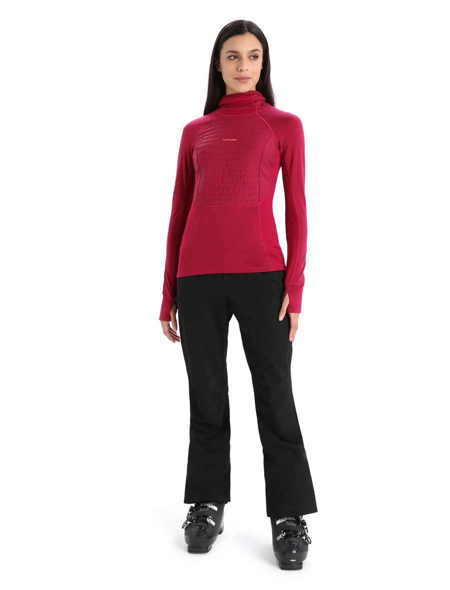 Women's Icebreaker ZoneKnit™ Merino Insulated Long Sleeve Hoodie Base Layers Cherry | CA 1063LISH